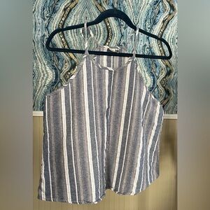 Paper Crane Blue and White Striped Linen Tank Top, Size L